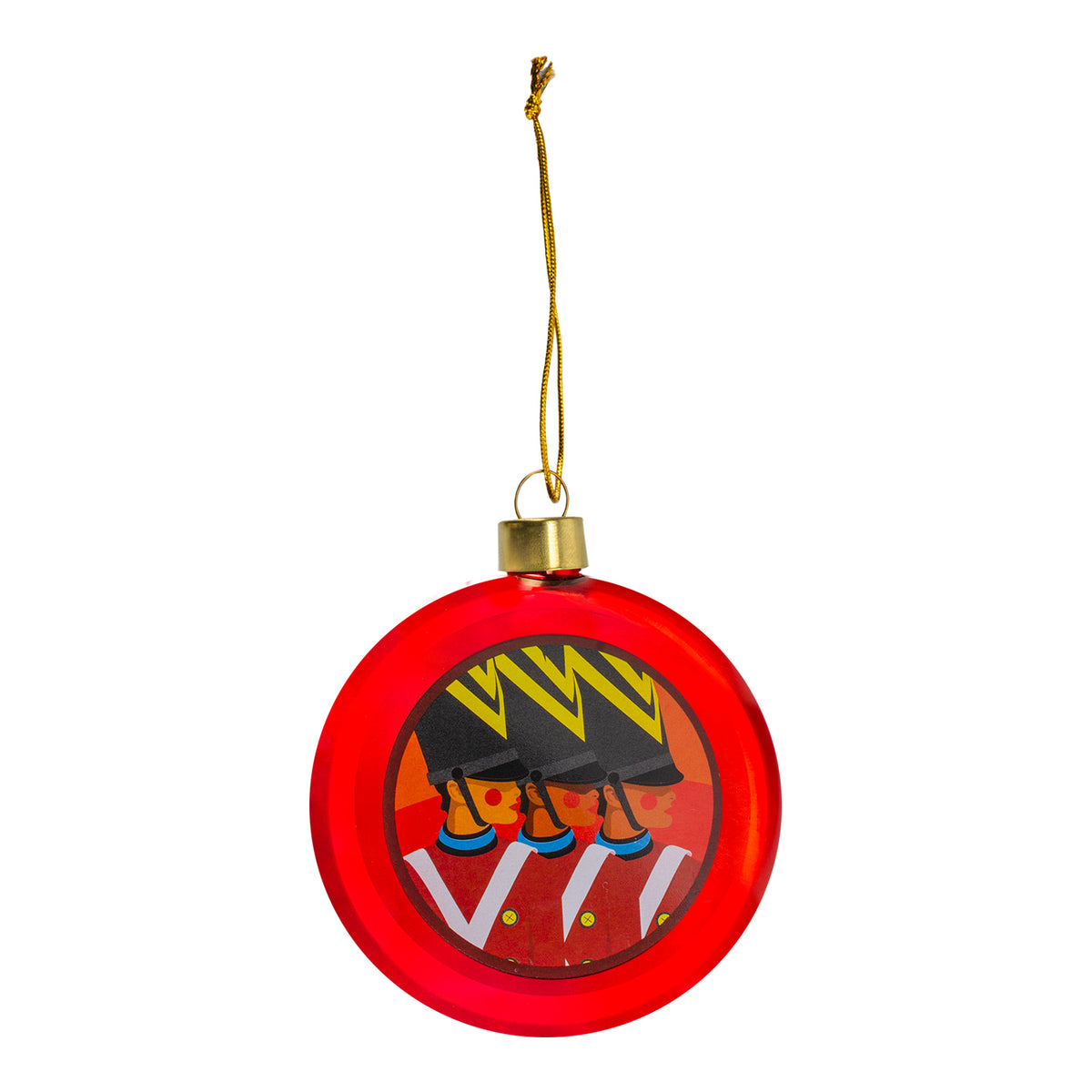 Radio City Rockettes Red & White Toy Soldier Glass Christmas Bauble Ornament