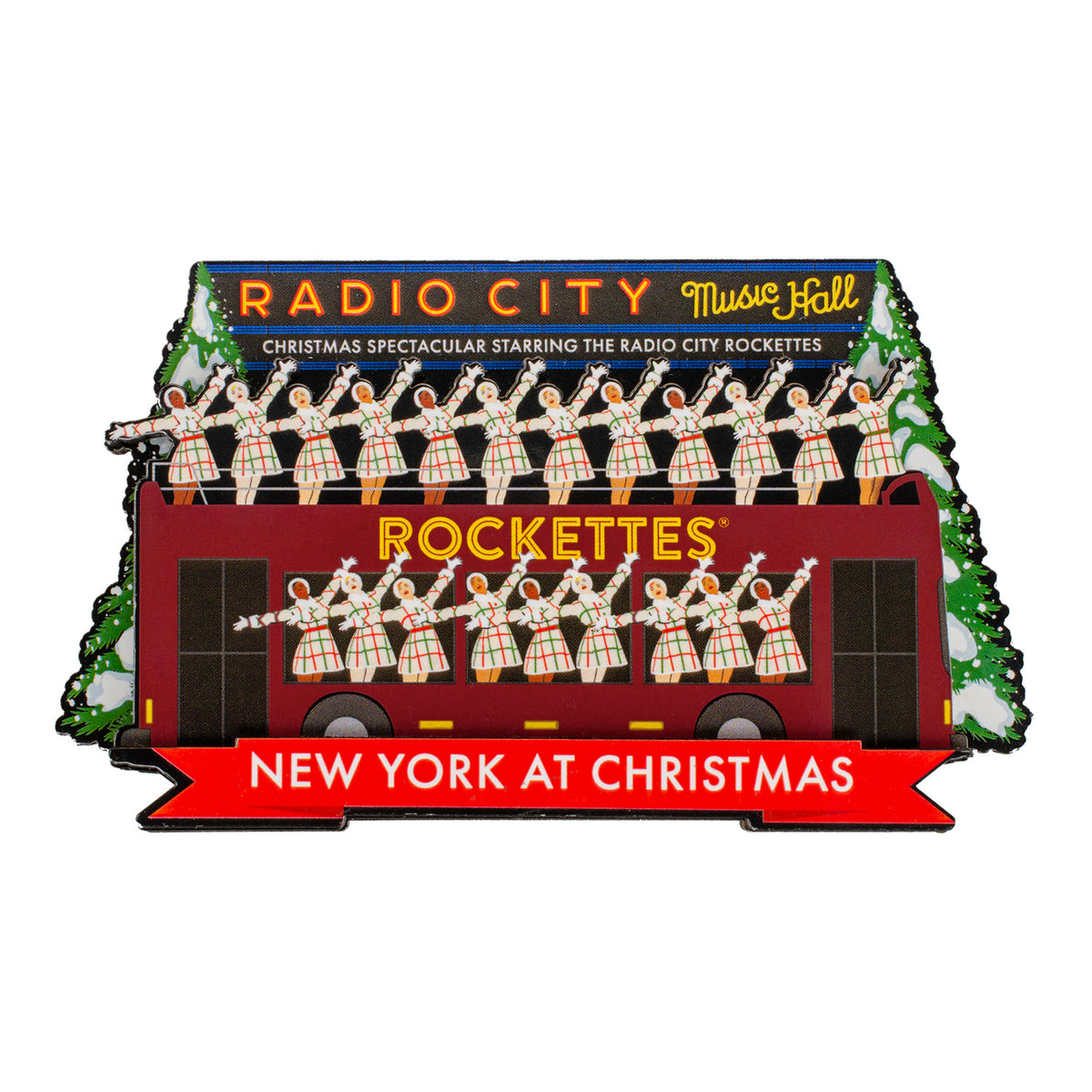 Radio City Rockettes 3&quot; x 4&quot; Wooden Bus Magnet
