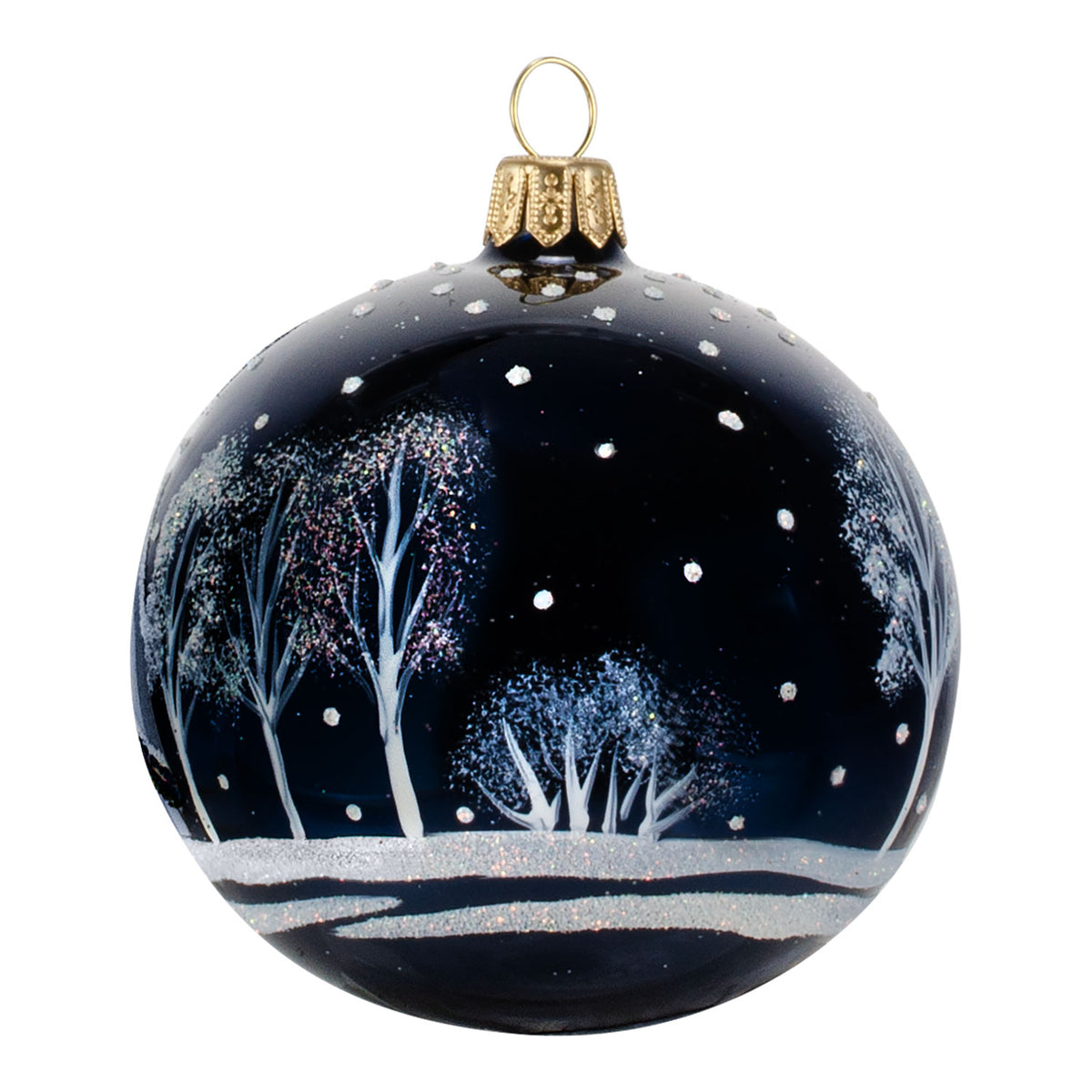 Radio City Music Hall Midnight Blue Glass Globe Christmas Ornament