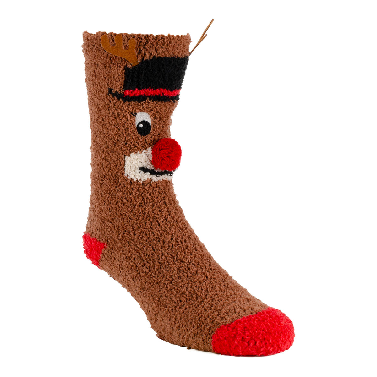 Christmas Reindeer Fuzzy Crew Socks