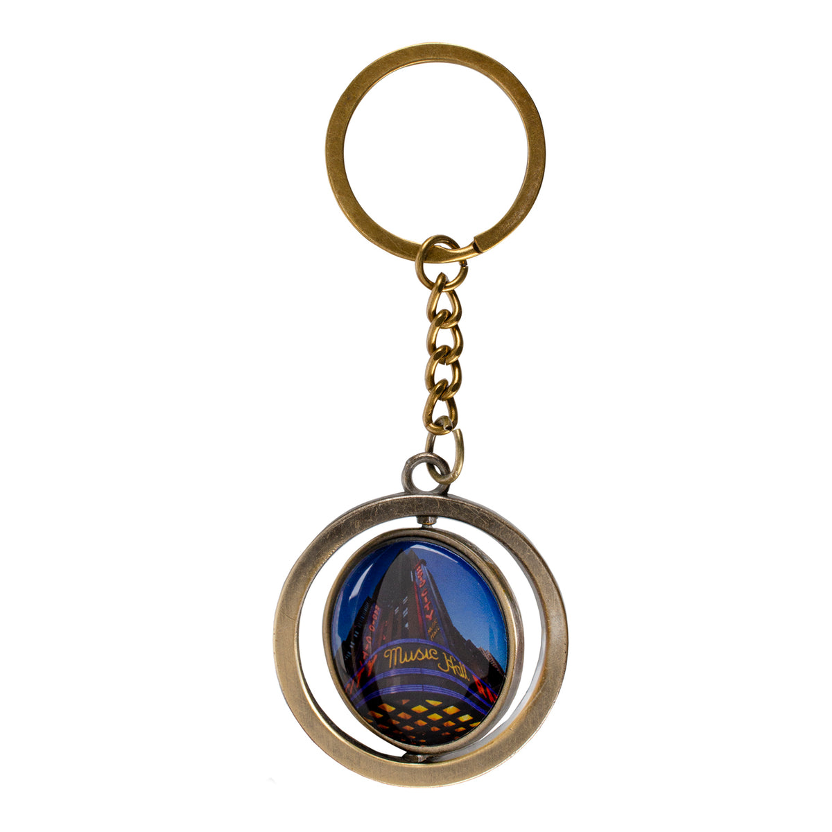 Radio City Music Hall Brass Spinner Keychain - Radio City Christmas