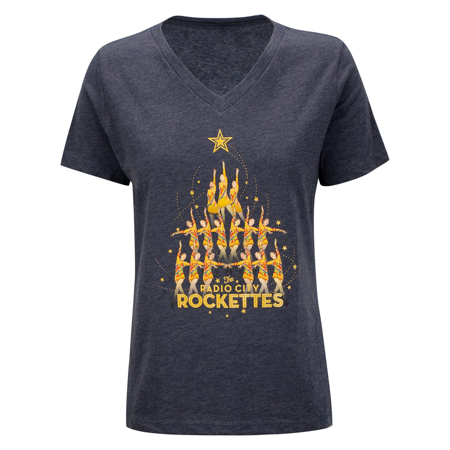 V-neck Rockette Tree T-Shirt In Grey - Front View