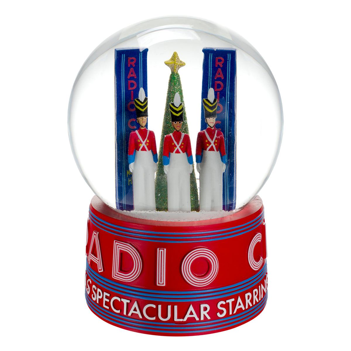 Marquee Snow Globe In Red, Blue, White &amp; Glass - Front View