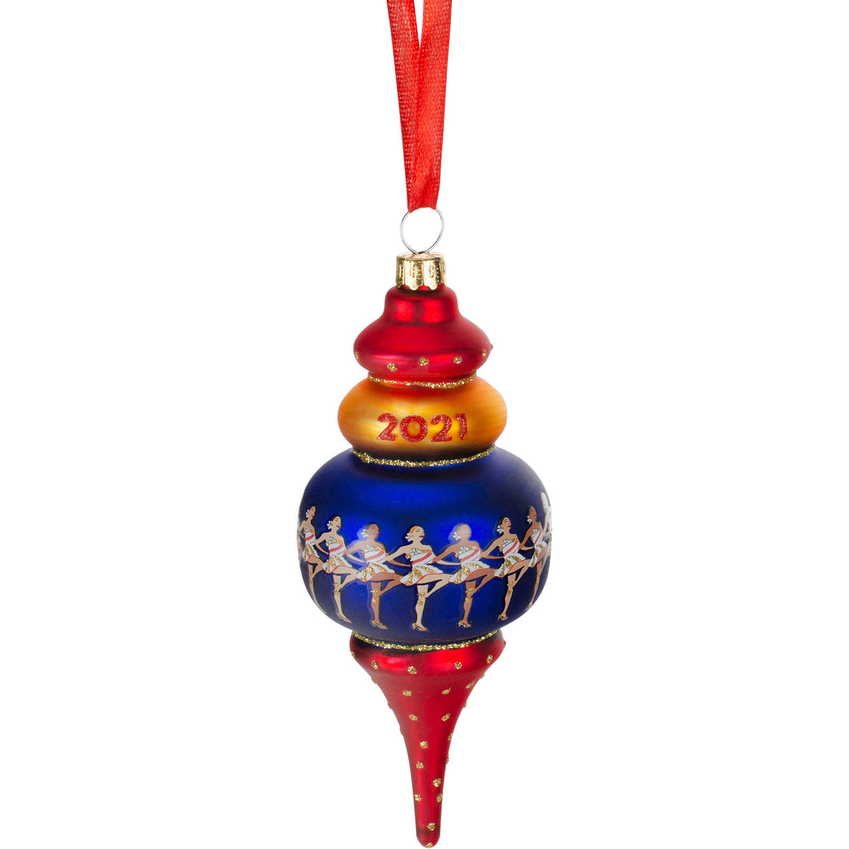 2021 Dated Ornament In Blue, Red &amp; Gold - Front View